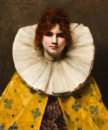 A portrait of a young girl with a ruffled collar, Juana Romani